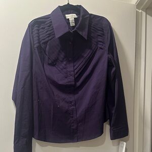 Doncaster Deep Purple Pleated Shirt